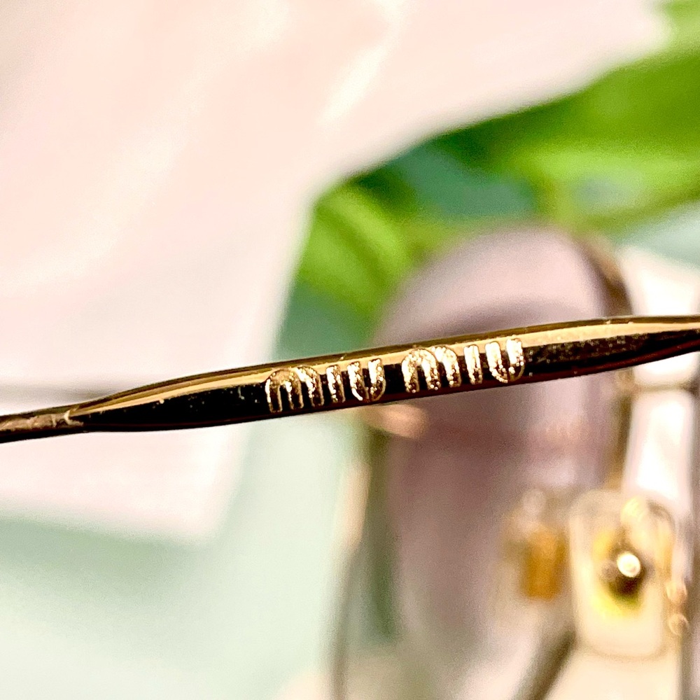 Miu Miu Gold & tortoise Purplish gray Sunglasse Square aviator Frames with case - Picture 7 of 17